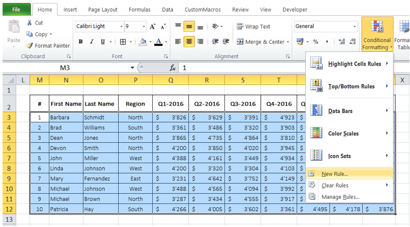 excel automatically highlight non empty fields or rows