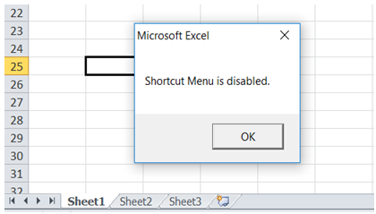 excel disable right click in workbook