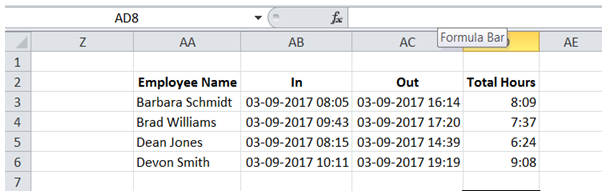 excel interval between 2 times