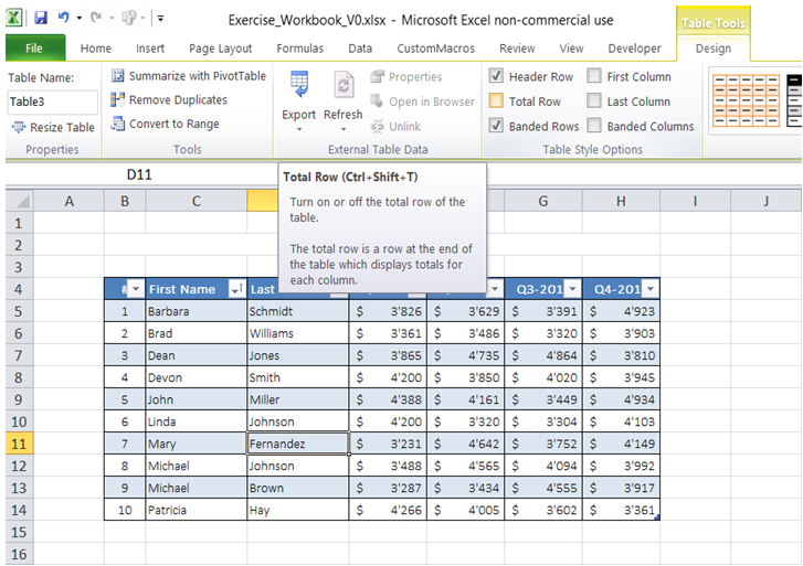 excel total row max number