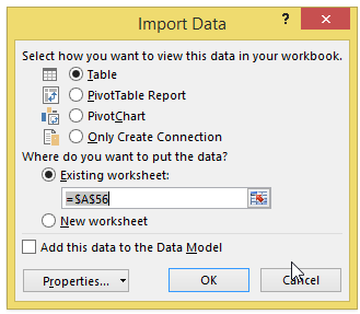 excel vba import data access