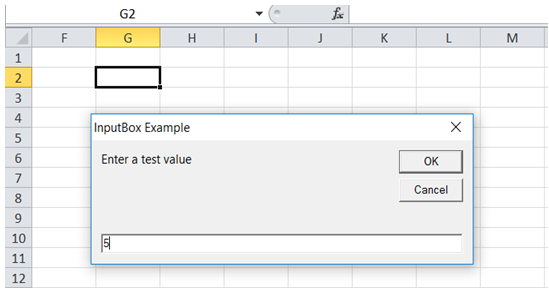 excel vba input box and display in cell