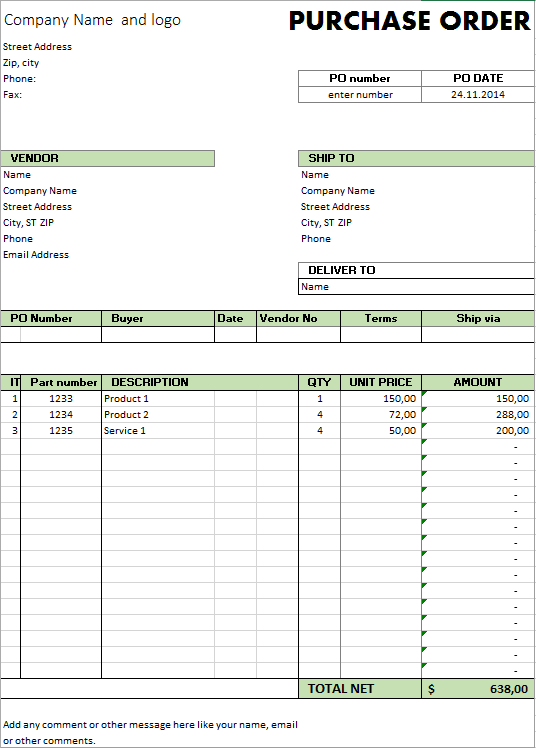 Excel Template Forms Free