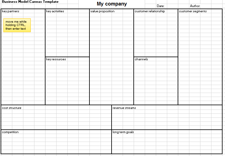 business model canvas excel free download