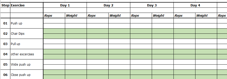 Excel Template Exercise And Workout Tracking Template By Excelmadeeasy